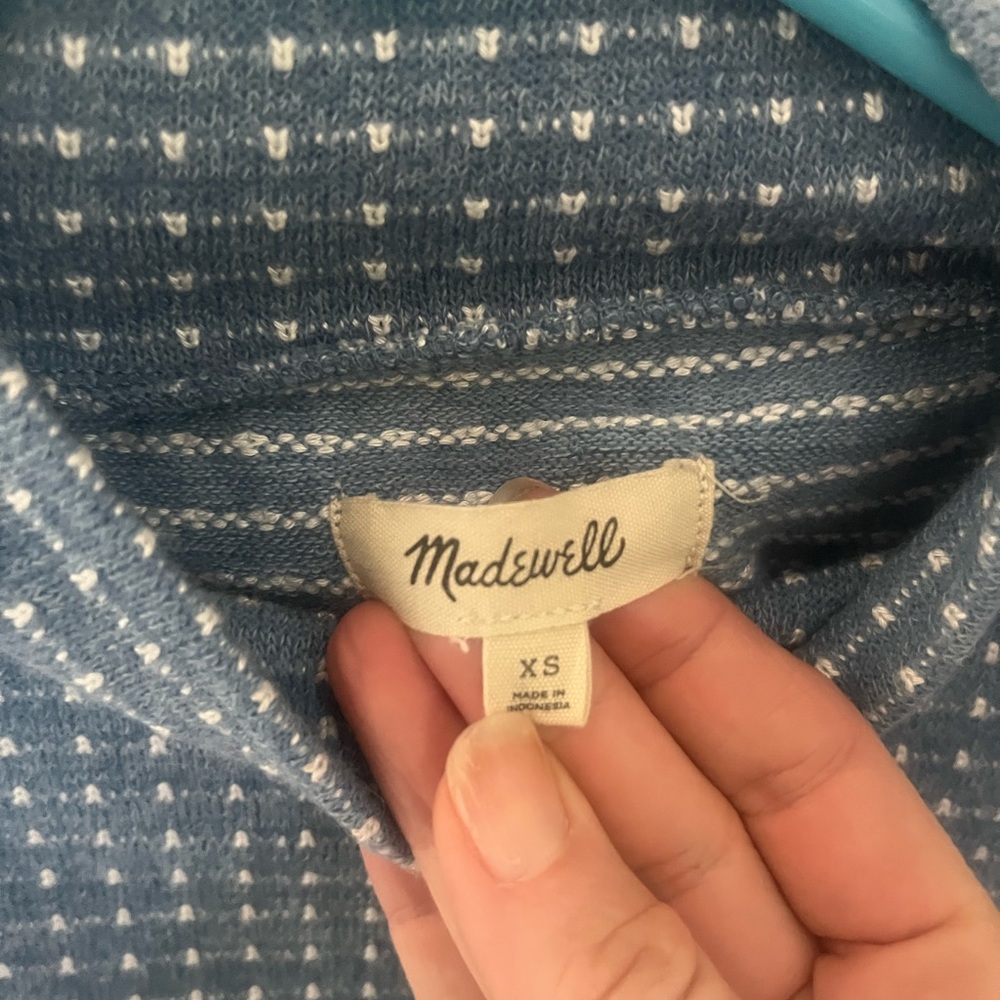 Madewell puff sleeve jacquard blue turtleneck size XS - Picture 3 of 3